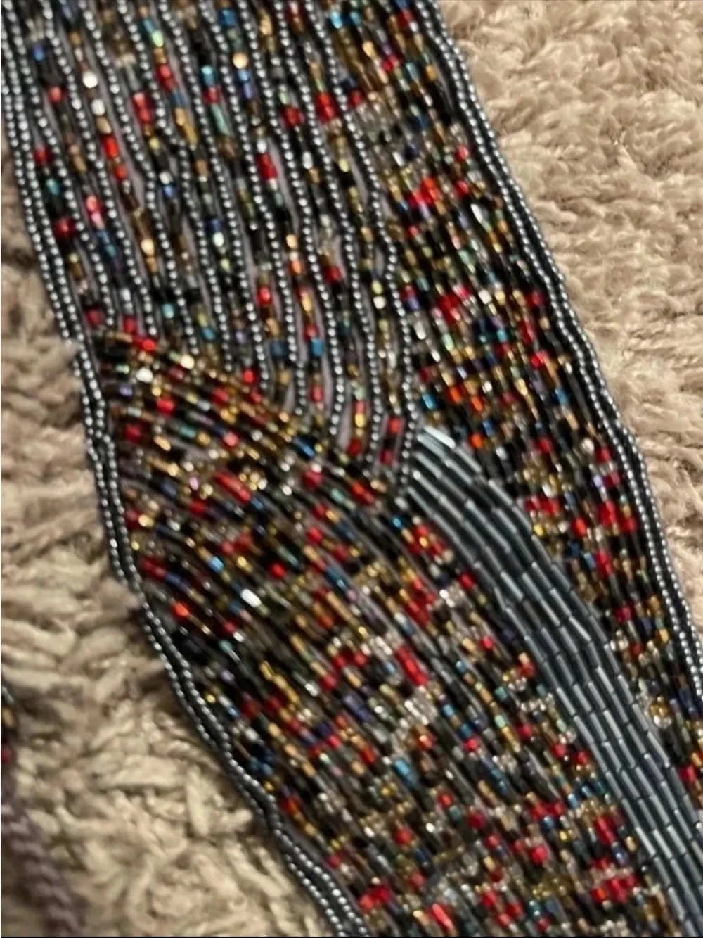 Dior Black and Red Beaded Tie Belt with Twisted Cord Tassels